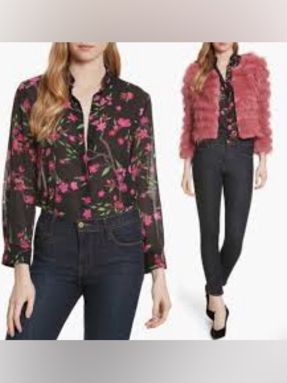 Alice Olivia mandarin floral top sz s